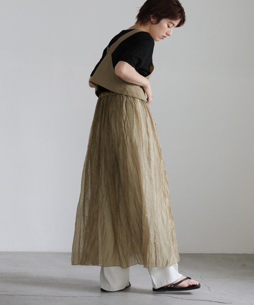 select MOCA(セレクトモカ)の「ビスチェコンビシアーロングワンピース(セットアップ・レディース・ブラック/カーキ・MEDIUM/LARGE)」の5枚目の写真