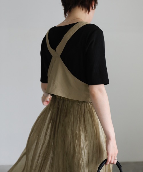 select MOCA(セレクトモカ)の「ビスチェコンビシアーロングワンピース(セットアップ・レディース・ブラック/カーキ・MEDIUM/LARGE)」の7枚目の写真
