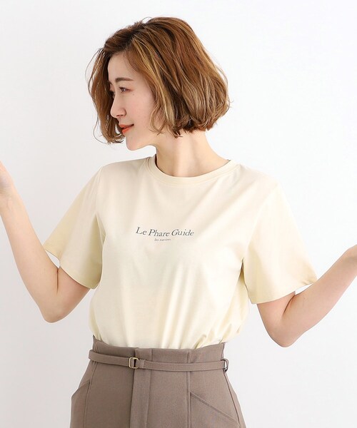 grove（グローブ）の「◆【嬉しい多機能】COTTON USA ロゴTシャツ（Tシャツ/カットソー・レディース・ライトブルー/ホワイト系5/ナチュラル/チャコールグレー/オフホワイト/ライトイエロー系・03/02/01/04/05）」の6枚目の写真