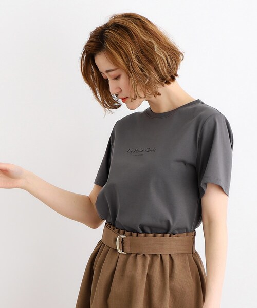 grove（グローブ）の「◆【嬉しい多機能】COTTON USA ロゴTシャツ（Tシャツ/カットソー・レディース・ライトブルー/ホワイト系5/ナチュラル/チャコールグレー/オフホワイト/ライトイエロー系・03/02/01/04/05）」の8枚目の写真