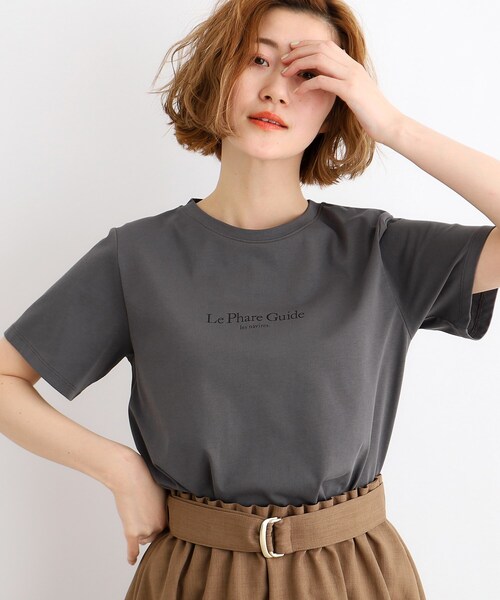 grove（グローブ）の「◆【嬉しい多機能】COTTON USA ロゴTシャツ（Tシャツ/カットソー・レディース・ライトブルー/ホワイト系5/ナチュラル/チャコールグレー/オフホワイト/ライトイエロー系・03/02/01/04/05）」の9枚目の写真