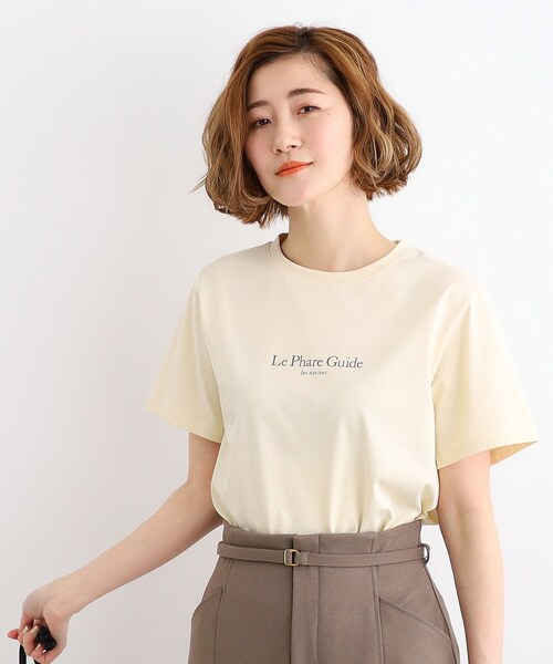 grove（グローブ）の「◆【嬉しい多機能】COTTON USA ロゴTシャツ（Tシャツ/カットソー・レディース・ライトブルー/ホワイト系5/ナチュラル/チャコールグレー/オフホワイト/ライトイエロー系・03/02/01/04/05）」の12枚目の写真