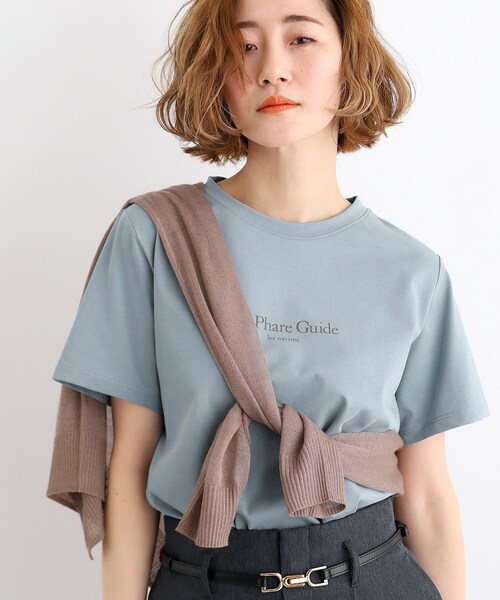 grove（グローブ）の「◆【嬉しい多機能】COTTON USA ロゴTシャツ（Tシャツ/カットソー・レディース・ライトブルー/ホワイト系5/ナチュラル/チャコールグレー/オフホワイト/ライトイエロー系・03/02/01/04/05）」の22枚目の写真