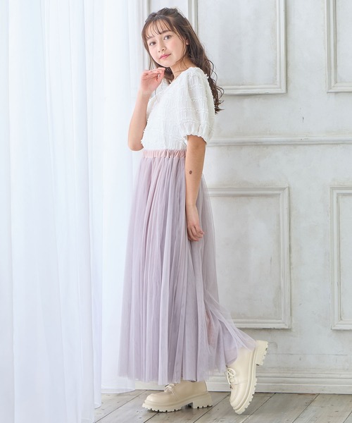 セール】チュールロングスカート(130㎝～160㎝)（スカート