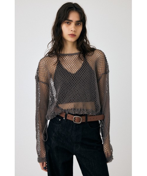 MOUSSY（マウジー）の「MESH CUT トップス（Tシャツ/カットソー・レディース・ライトピンク/ブラック/杢グレー/オフホワイト・FREE）」の3枚目の写真