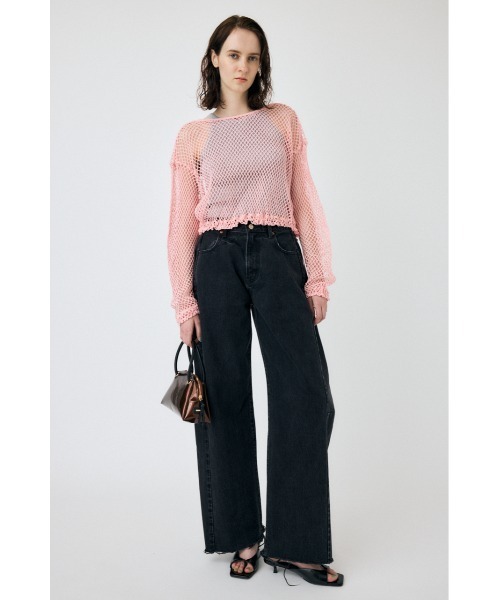 MOUSSY（マウジー）の「MESH CUT トップス（Tシャツ/カットソー・レディース・ライトピンク/ブラック/杢グレー/オフホワイト・FREE）」の7枚目の写真