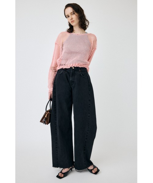 MOUSSY（マウジー）の「MESH CUT トップス（Tシャツ/カットソー・レディース・ライトピンク/ブラック/杢グレー/オフホワイト・FREE）」の8枚目の写真