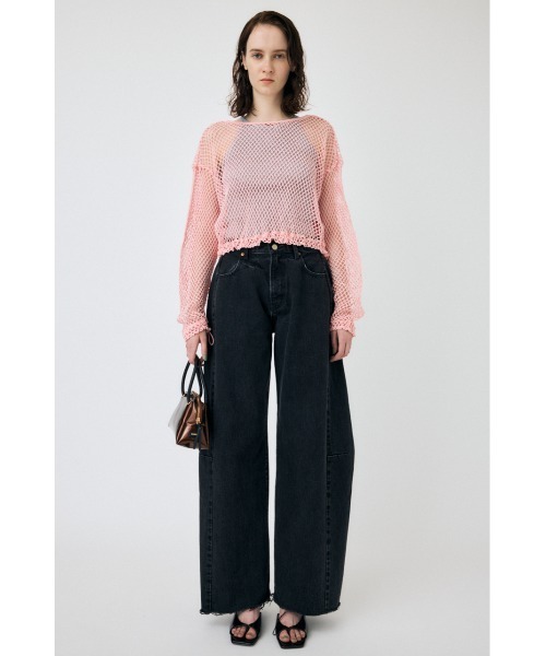 MOUSSY（マウジー）の「MESH CUT トップス（Tシャツ/カットソー・レディース・ライトピンク/ブラック/杢グレー/オフホワイト・FREE）」の9枚目の写真