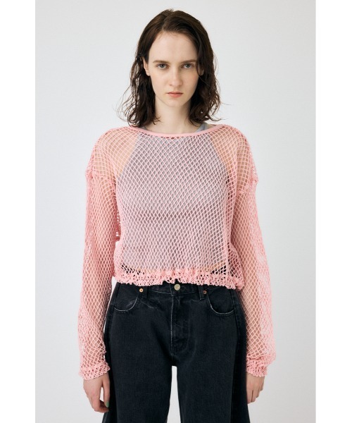 MOUSSY（マウジー）の「MESH CUT トップス（Tシャツ/カットソー・レディース・ライトピンク/ブラック/杢グレー/オフホワイト・FREE）」の11枚目の写真