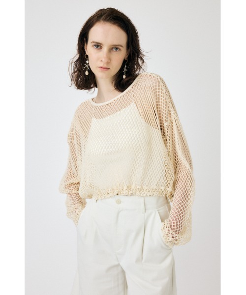 MOUSSY（マウジー）の「MESH CUT トップス（Tシャツ/カットソー・レディース・ライトピンク/ブラック/杢グレー/オフホワイト・FREE）」の16枚目の写真