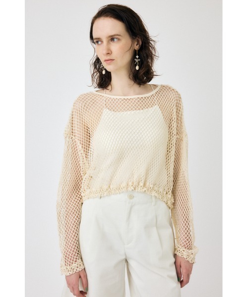 MOUSSY（マウジー）の「MESH CUT トップス（Tシャツ/カットソー・レディース・ライトピンク/ブラック/杢グレー/オフホワイト・FREE）」の20枚目の写真