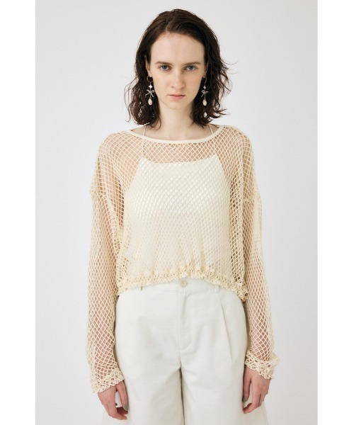 MOUSSY（マウジー）の「MESH CUT トップス（Tシャツ/カットソー・レディース・ライトピンク/ブラック/杢グレー/オフホワイト・FREE）」の21枚目の写真