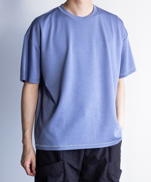COMMON WARE(コモンウェアー)の「COMMONWARE:ダンボールニットステッチングクルーTEE(Tシャツ/カットソー・メンズ・サックスブルー/ブラック/ホワイト・XL/L/M)」の1枚目の写真