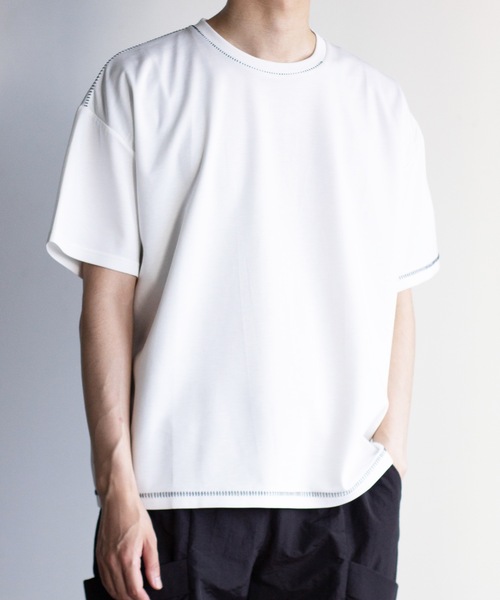 COMMON WARE(コモンウェアー)の「COMMONWARE:ダンボールニットステッチングクルーTEE(Tシャツ/カットソー・メンズ・サックスブルー/ブラック/ホワイト・XL/L/M)」の5枚目の写真