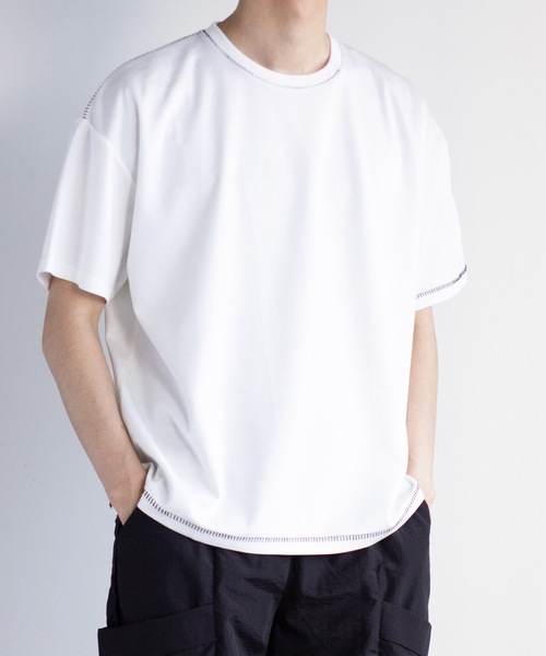 COMMON WARE(コモンウェアー)の「COMMONWARE:ダンボールニットステッチングクルーTEE(Tシャツ/カットソー・メンズ・サックスブルー/ブラック/ホワイト・XL/L/M)」の6枚目の写真