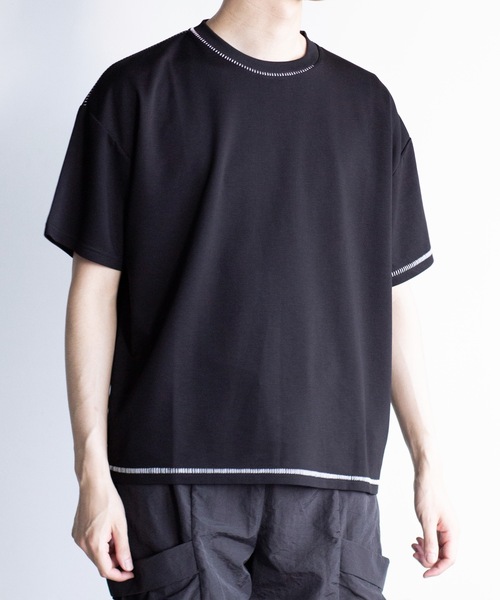 COMMON WARE(コモンウェアー)の「COMMONWARE:ダンボールニットステッチングクルーTEE(Tシャツ/カットソー・メンズ・サックスブルー/ブラック/ホワイト・XL/L/M)」の8枚目の写真