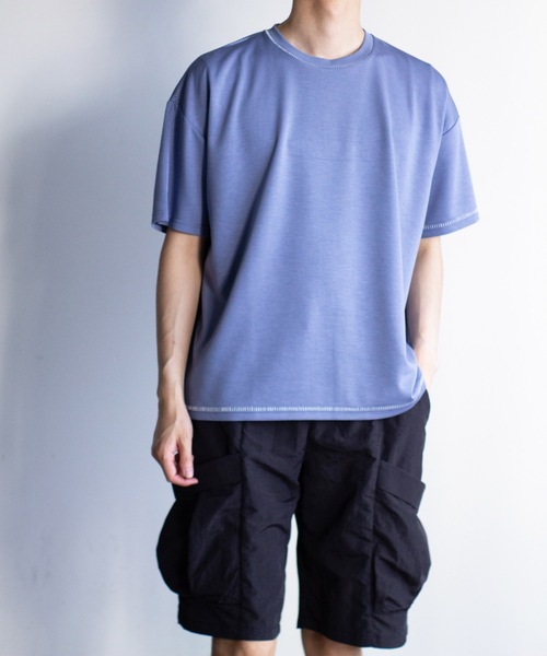 COMMON WARE(コモンウェアー)の「COMMONWARE:ダンボールニットステッチングクルーTEE(Tシャツ/カットソー・メンズ・サックスブルー/ブラック/ホワイト・XL/L/M)」の9枚目の写真