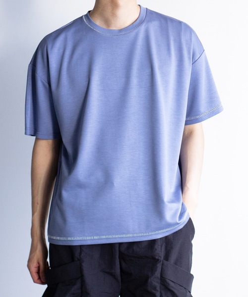 COMMON WARE(コモンウェアー)の「COMMONWARE:ダンボールニットステッチングクルーTEE(Tシャツ/カットソー・メンズ・サックスブルー/ブラック/ホワイト・XL/L/M)」の10枚目の写真