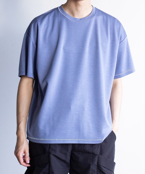 COMMON WARE(コモンウェアー)の「COMMONWARE:ダンボールニットステッチングクルーTEE(Tシャツ/カットソー・メンズ・サックスブルー/ブラック/ホワイト・XL/L/M)」の11枚目の写真