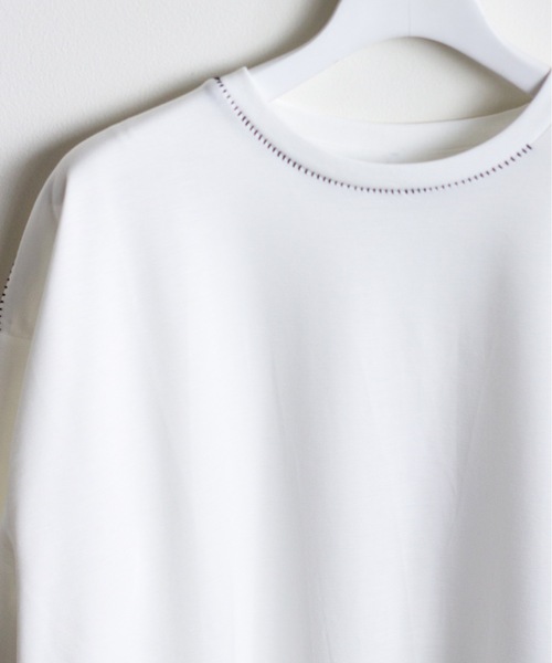 COMMON WARE(コモンウェアー)の「COMMONWARE:ダンボールニットステッチングクルーTEE(Tシャツ/カットソー・メンズ・サックスブルー/ブラック/ホワイト・XL/L/M)」の15枚目の写真