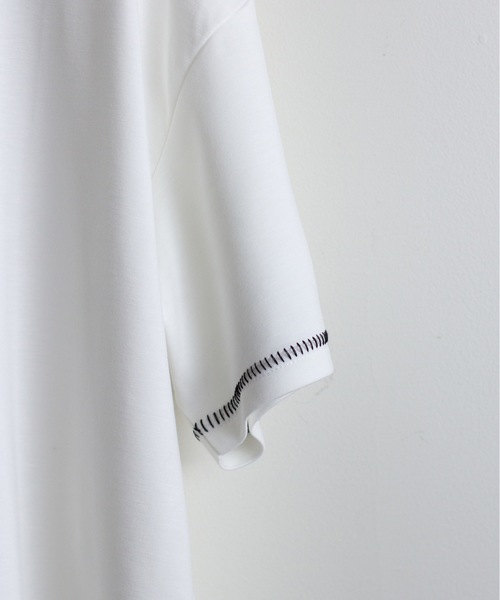 COMMON WARE(コモンウェアー)の「COMMONWARE:ダンボールニットステッチングクルーTEE(Tシャツ/カットソー・メンズ・サックスブルー/ブラック/ホワイト・XL/L/M)」の16枚目の写真