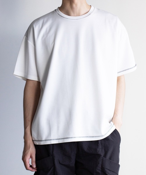 COMMON WARE(コモンウェアー)の「COMMONWARE:ダンボールニットステッチングクルーTEE(Tシャツ/カットソー・メンズ・サックスブルー/ブラック/ホワイト・XL/L/M)」の12枚目の写真