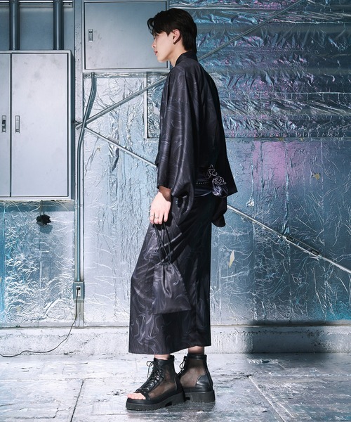 Ellno Loset(エルノロゼット)の「アソート浴衣3点セット【浴衣+兵児帯+巾着】(浴衣・メンズ・ライトグレー/ダークブルー/ブラック/ダークブラック/スミクロ/ブラック×ホワイト・LARGE/MEDIUM/SMALL)」の21枚目の写真