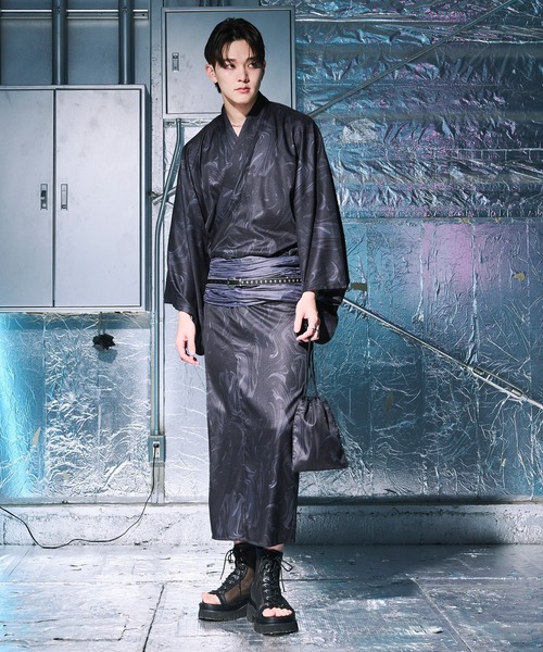 Ellno Loset(エルノロゼット)の「アソート浴衣3点セット【浴衣+兵児帯+巾着】(浴衣・メンズ・ライトグレー/ダークブルー/ブラック/ダークブラック/スミクロ/ブラック×ホワイト・LARGE/MEDIUM/SMALL)」の20枚目の写真