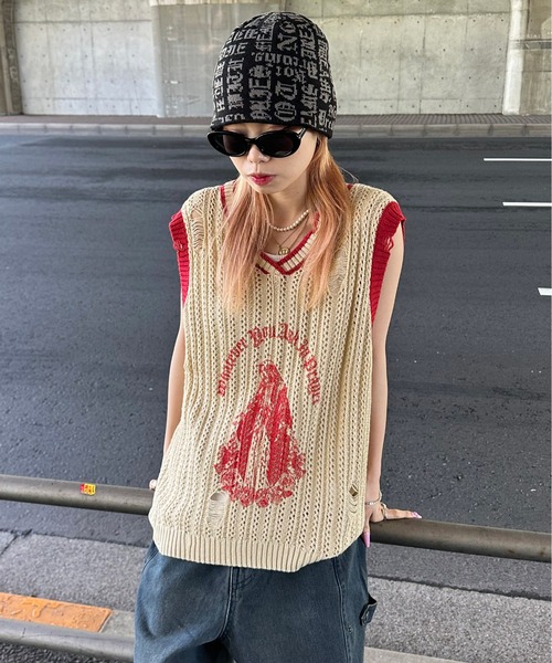 sedacle（セダクル）の「透かし編みダメージニットベスト