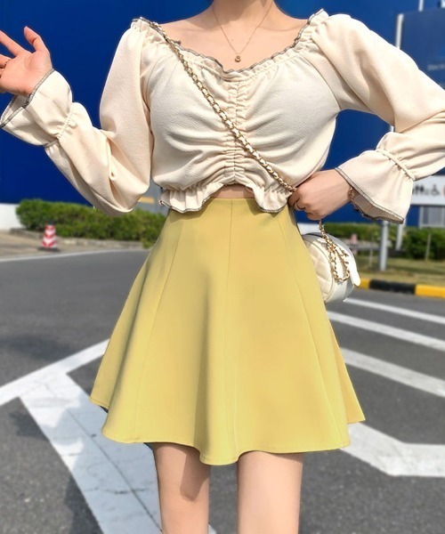 REMUR(レミュール)の「ミニフレアスカート インナーパンツ付き(スカート・レディース・モカ/イエロー/ピンク/ブラック/ホワイト・S/M/L)」の18枚目の写真