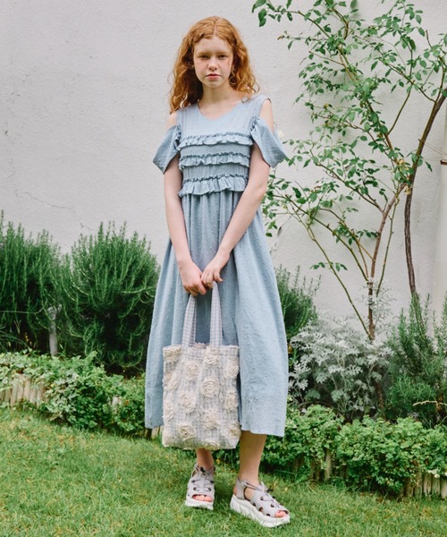 idem（イデム）の「lace rose check bag/レースチェックトートバッグ（トートバッグ・レディース・パープル/ブルー・FREE）」の8枚目の写真