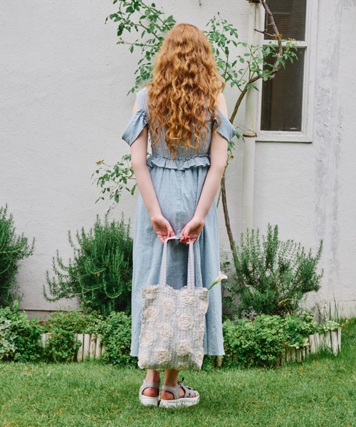 idem（イデム）の「lace rose check bag/レースチェックトートバッグ（トートバッグ・レディース・パープル/ブルー・FREE）」の6枚目の写真