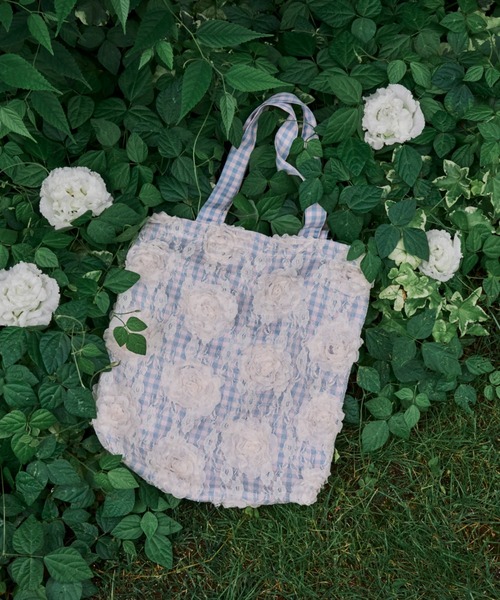 idem（イデム）の「lace rose check bag/レースチェックトートバッグ（トートバッグ・レディース・パープル/ブルー・FREE）」の15枚目の写真