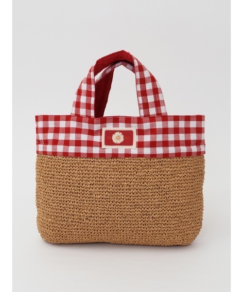 PINK HOUSE（ピンクハウス）の「ブロックチェック使いペーパーヤーントートバッグ（トートバッグ・レディース・ブラック系その他/ブルー系その他/レッド系その他・フリー）」の5枚目の写真