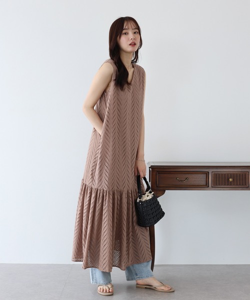 コットンレース ティアードワンピース AUBREY】コットンレース