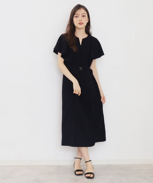 TYX レッド フレアスリーブ ワンピース index（インデックス）の「◇リネンタッチ フレアスリーブ