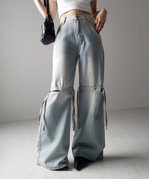 ※※【 4size / 2color 】カットアウトストラップヴィンテージルーズデニム / cutout strap vintage loose denim