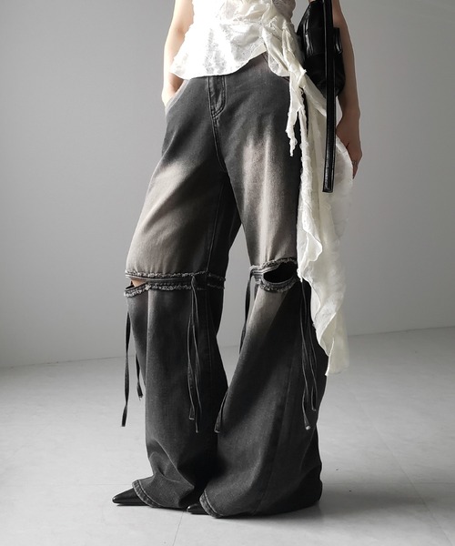 me+em select(ミームセレクト)の「※※【 4size / 2color 】カットアウトストラップヴィンテージルーズデニム / cutout strap vintage loose denim(デニムパンツ・レディース・ブルー/ブラック・SMALL/MEDIUM/LARGE/X-LARGE)」の14枚目の写真