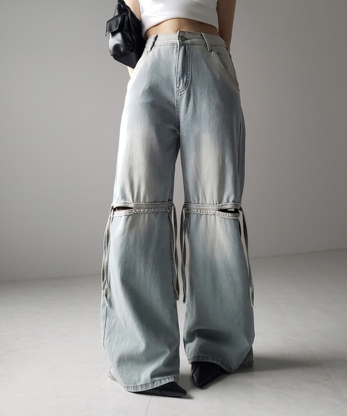 me+em select(ミームセレクト)の「※※【 4size / 2color 】カットアウトストラップヴィンテージルーズデニム / cutout strap vintage loose denim(デニムパンツ・レディース・ブルー/ブラック・SMALL/MEDIUM/LARGE/X-LARGE)」の21枚目の写真
