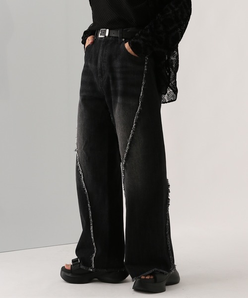 HARE（ハレ）の「ウェーブフリンジデニムパンツ(HARE)（デニムパンツ・メンズ・ブラック/ブルー系その他・SMALL/MEDIUM）」の2枚目の写真