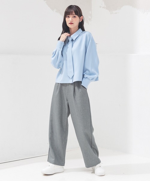 Honeys（ハニーズ）の「ストレートパンツ（股下６４ｃｍ）（その他パンツ・レディース・ブラウン/杢グレー/チャコールグレー/ブラック・SS/S/M/L/LL）」の14枚目の写真