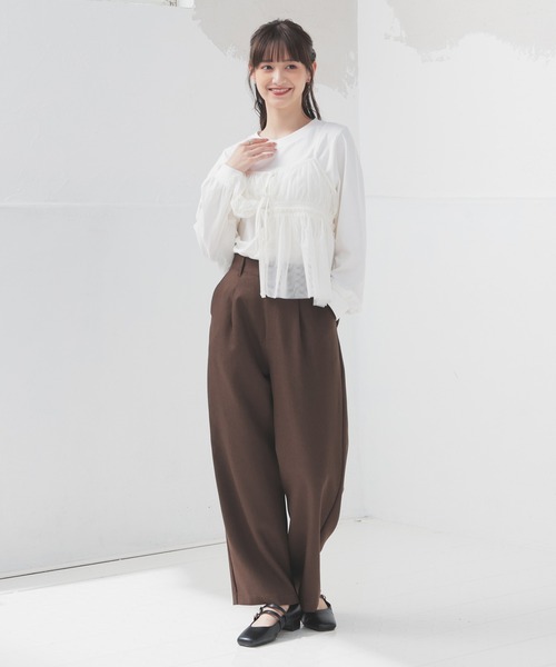 Honeys（ハニーズ）の「ストレートパンツ（股下６４ｃｍ）（その他パンツ・レディース・ブラウン/杢グレー/チャコールグレー/ブラック・SS/S/M/L/LL）」の17枚目の写真