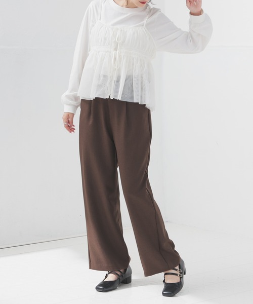 Honeys（ハニーズ）の「ストレートパンツ（股下６４ｃｍ）（その他パンツ・レディース・ブラウン/杢グレー/チャコールグレー/ブラック・SS/S/M/L/LL）」の18枚目の写真