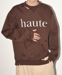 SUPERTHANKS | フロントプリント ダメージ加工スウェット”haute" damage sweat crew neck(ユニセックス)(スウェット)