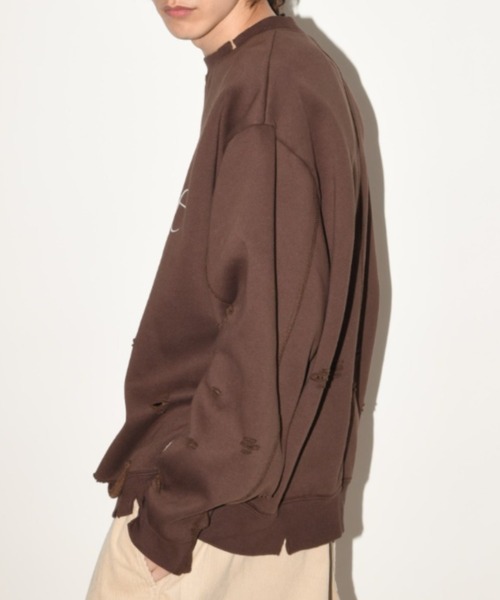 フロントプリント ダメージ加工スウェット”haute' damage sweat