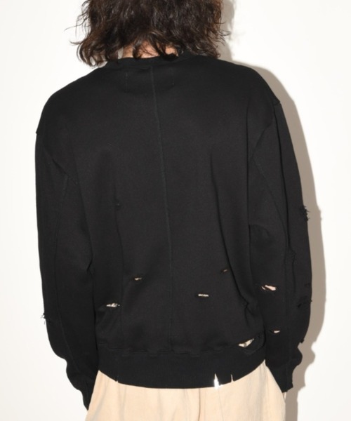 フロントプリント ダメージ加工スウェット”haute' damage sweat