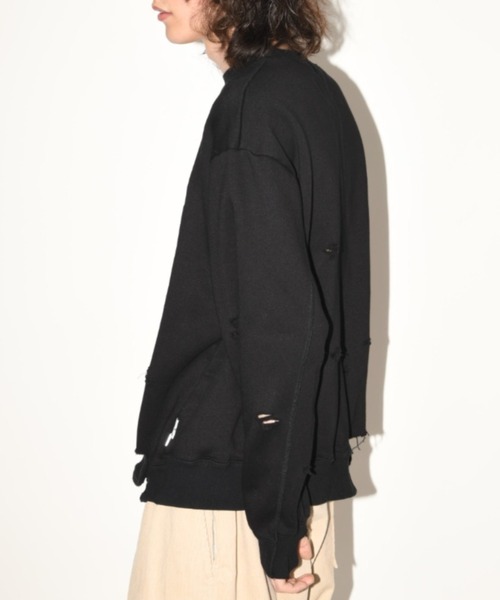 【新品・未使用】【カワシマタカヒロ】サンフェード　ダメージスウェット JUN NAKAYAMA(ジュン ナカヤマ) ダメージクルーネックスウェット