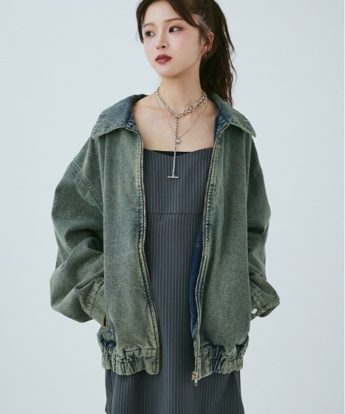 【セール】【ユニセックス】ヴィンテージライクデニムブルゾン（ブルゾン）｜MIEL CRISHUNANT（ミエルクリシュナ）