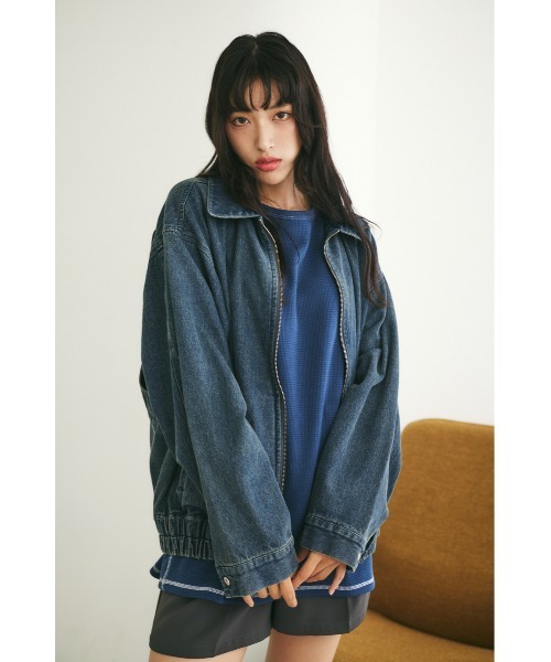 MIEL CRISHUNANT（ミエルクリシュナ）の「【ユニセックス】ヴィンテージライクデニムブルゾン（ブルゾン・レディース・ライトブラック/ブルー/ライトブルー・FREE）」の5枚目の写真