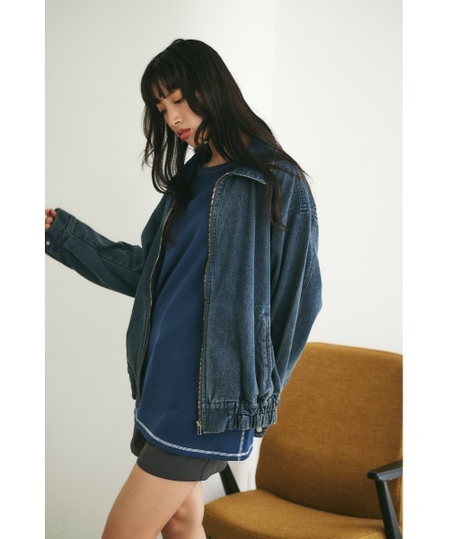 MIEL CRISHUNANT（ミエルクリシュナ）の「【ユニセックス】ヴィンテージライクデニムブルゾン（ブルゾン・レディース・ライトブラック/ブルー/ライトブルー・FREE）」の6枚目の写真